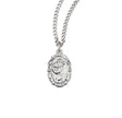 Saint Christopher Fancy Oval Medal Necklace, Sterling Silver