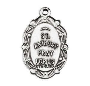 Small Saint Anthony Oval Medal Necklace, Sterling Silver