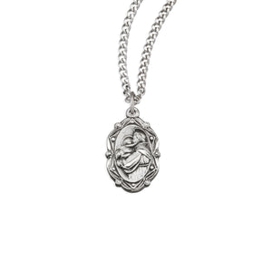 Small Saint Anthony Oval Medal Necklace, Sterling Silver