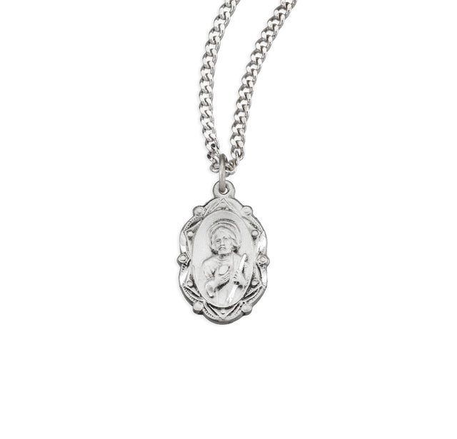 Saint Joseph Oval Medal Necklace, Sterling Silver