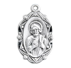 Saint Jude Oval Medal Necklace, Sterling Silver