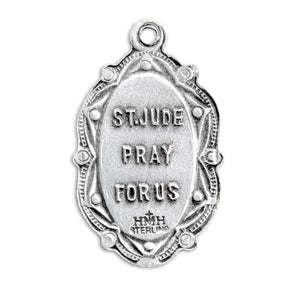 Saint Jude Oval Medal Necklace, Sterling Silver