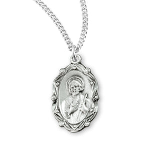 Saint Jude Oval Medal Necklace, Sterling Silver
