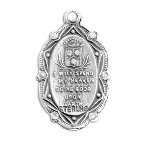 Saint Therese of Lisieux Oval Medal Necklace, Sterling Silver