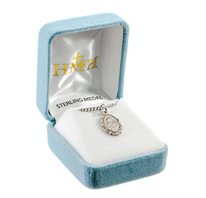 Saint Therese of Lisieux Oval Medal Necklace, Sterling Silver