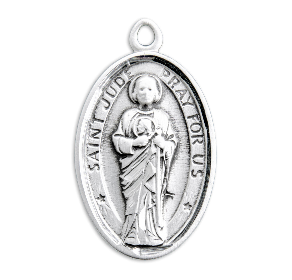 Round Saint Jude Oval Medal Necklace, Sterling Silver