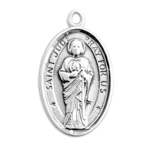 Round Saint Jude Oval Medal Necklace, Sterling Silver
