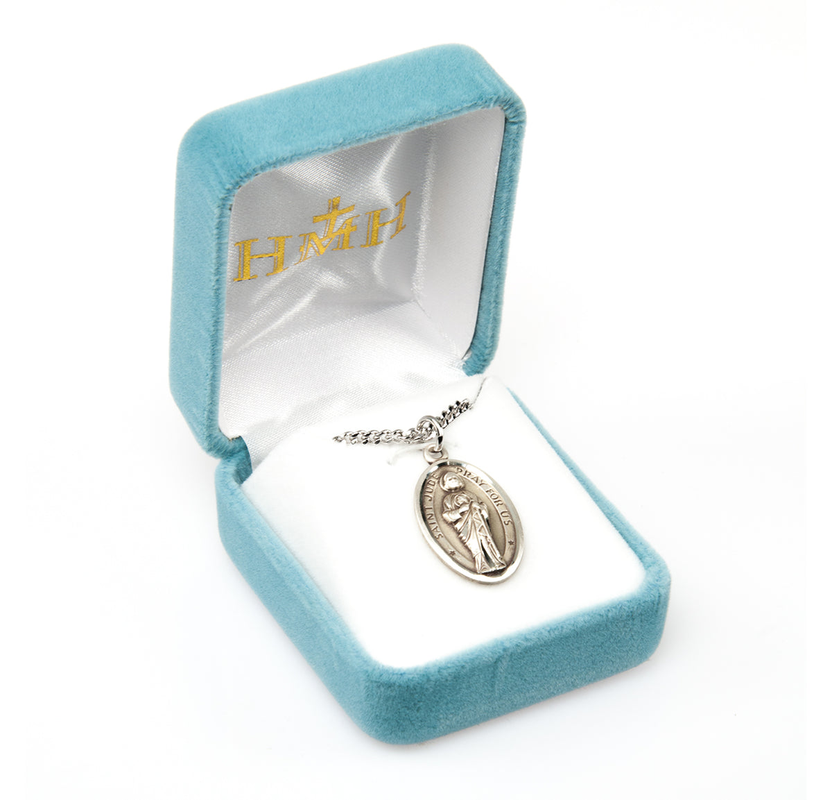 Round Saint Jude Oval Medal Necklace, Sterling Silver
