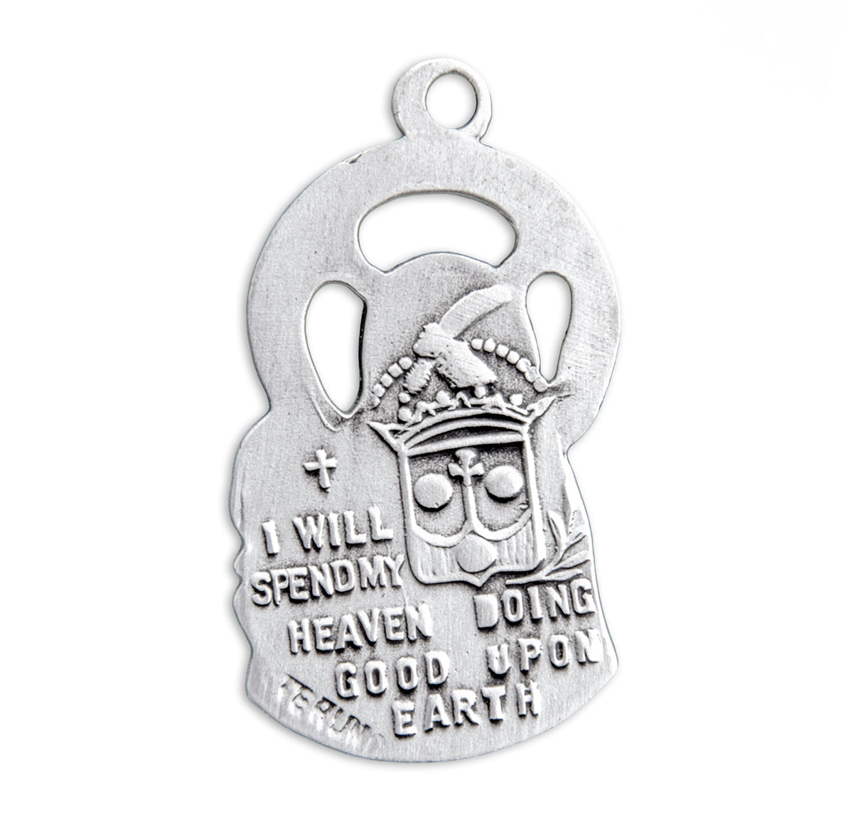 Saint Therese of Lisieux Cut-Out Medal Necklace, Sterling Silver