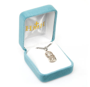 Saint Therese of Lisieux Cut-Out Medal Necklace, Sterling Silver