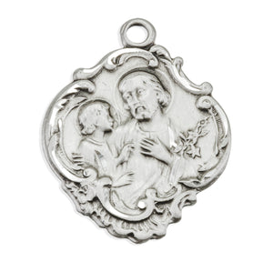 Saint Joseph Baroque Medal Necklace, Sterling Silver