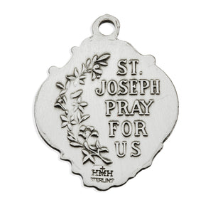 Saint Joseph Baroque Medal Necklace, Sterling Silver