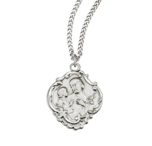 Saint Joseph Baroque Medal Necklace, Sterling Silver