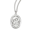 Saint Joseph Pendant Necklace with Scalloped Border, Sterling Silver