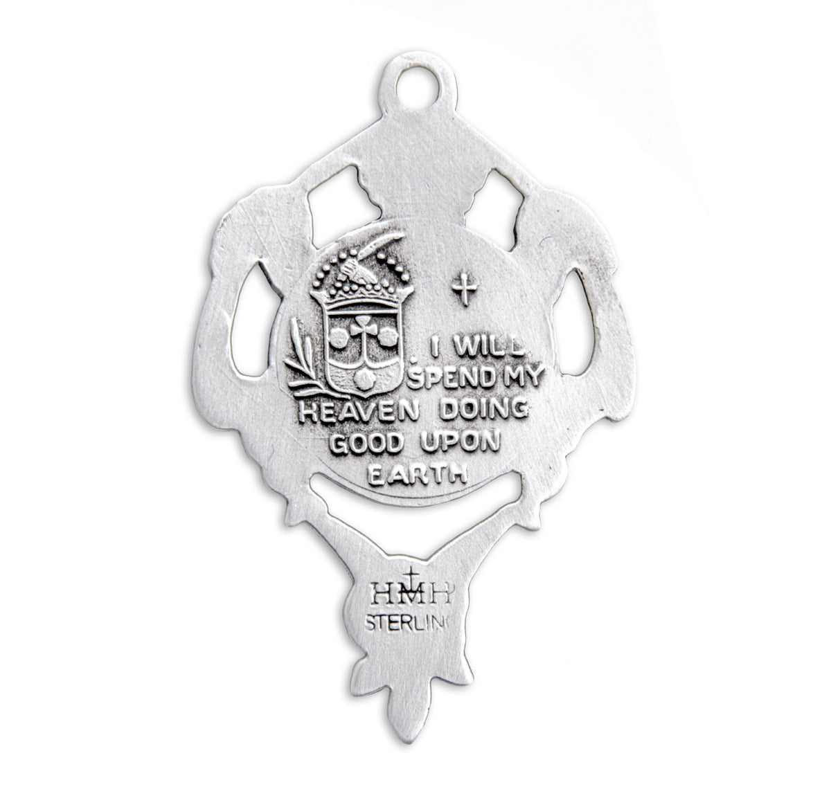 Saint Therese Round Medal Necklace, Sterling Silver