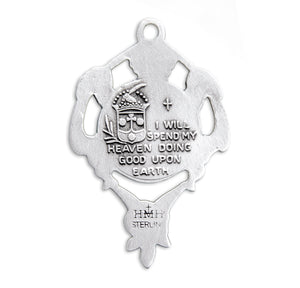 Saint Therese Round Medal Necklace, Sterling Silver