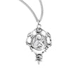 Saint Therese Round Medal Necklace, Sterling Silver