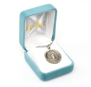 Our Lady of Guadalupe Pray for Us Round Medal Necklace, Sterling Silver