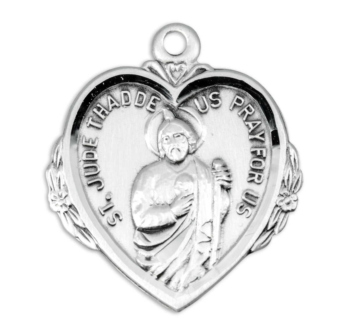 Saint Jude Heart Medal Necklace, Sterling Silver