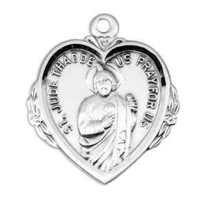 Saint Jude Heart Medal Necklace, Sterling Silver