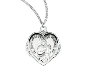 Saint Jude Heart Medal Necklace, Sterling Silver