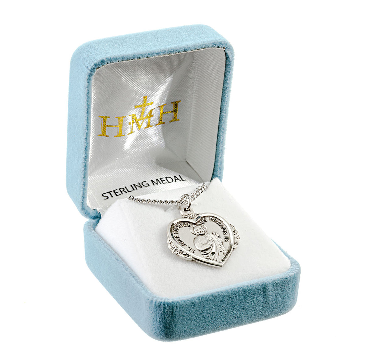 Saint Jude Heart Medal Necklace, Sterling Silver