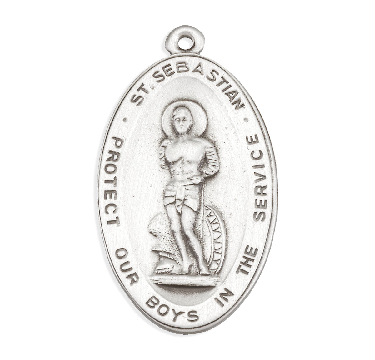 Saint Sebastian Military Medal Necklace, Sterling Silver