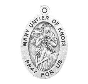 Mary Untier of Knots Oval Medal Necklace, Sterling Silver