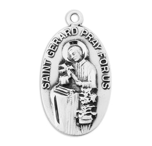 Oval Saint Gerard Medal Necklace, Sterling Silver