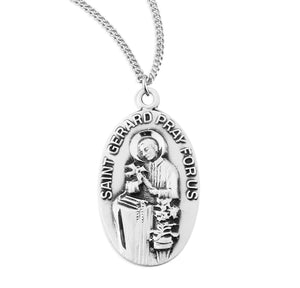 Oval Saint Gerard Medal Necklace, Sterling Silver