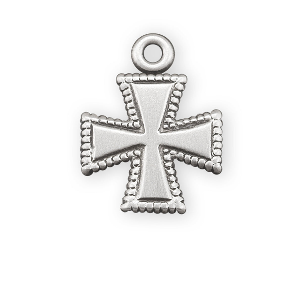 Small Beaded Cross Necklace, Sterling Silver