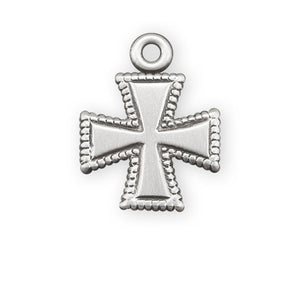 Small Beaded Cross Necklace, Sterling Silver