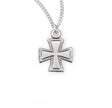 Small Beaded Cross Necklace, Sterling Silver
