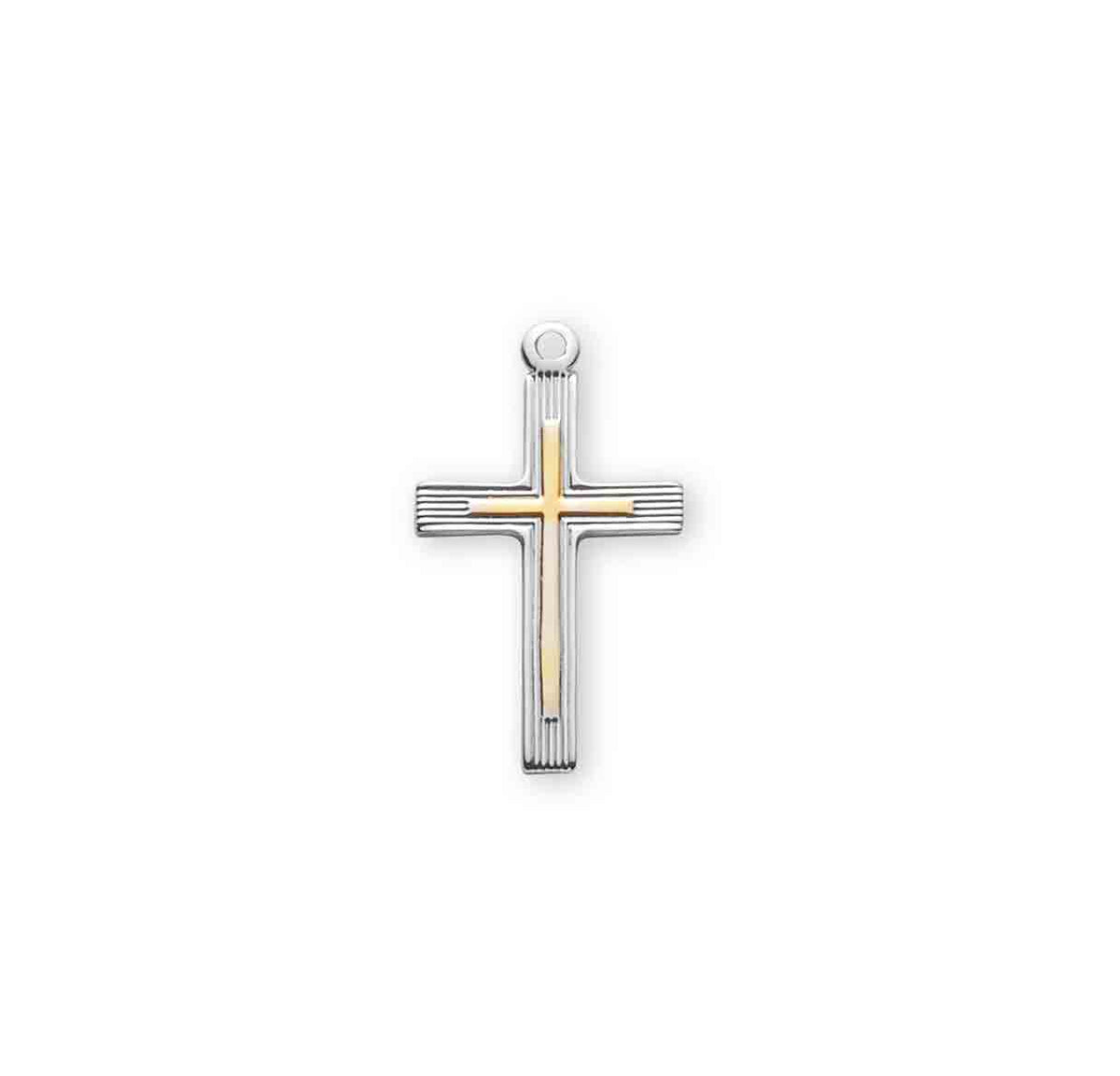 Lightweight Large Two-Tone Cross Necklace, Sterling Silver