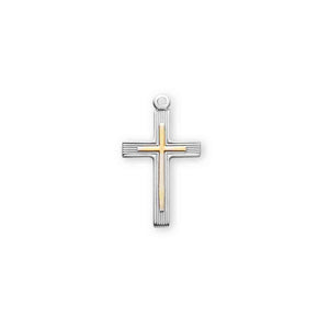 Lightweight Large Two-Tone Cross Necklace, Sterling Silver