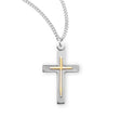 Lightweight Large Two-Tone Cross Necklace, Sterling Silver
