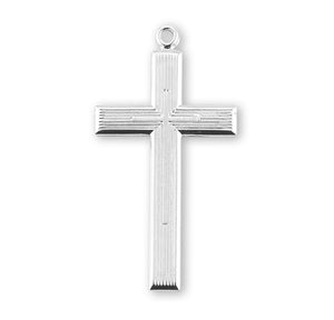 High Polish Inlaid Cross Necklace, Sterling Silver