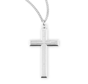 High Polish Inlaid Cross Necklace, Sterling Silver