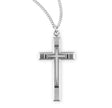 Large Engraved Cross Necklace, Sterling Silver