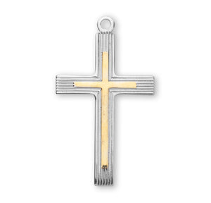 Extra Large Two-Tone Cross Necklace, Sterling Silver