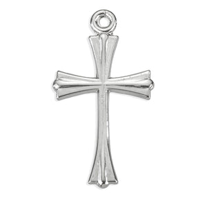 Taper End Cross Necklace, Sterling Silver