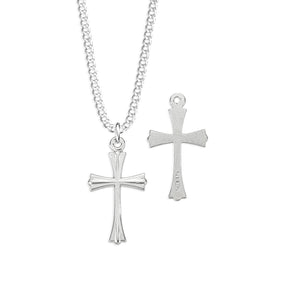 Taper End Cross Necklace, Sterling Silver