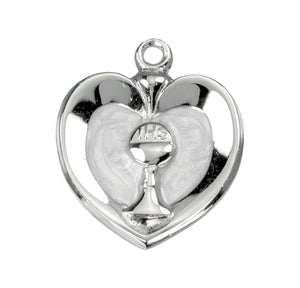 Chalice Heart Pendant Necklace with Pearl Enamel, Sterling Silver