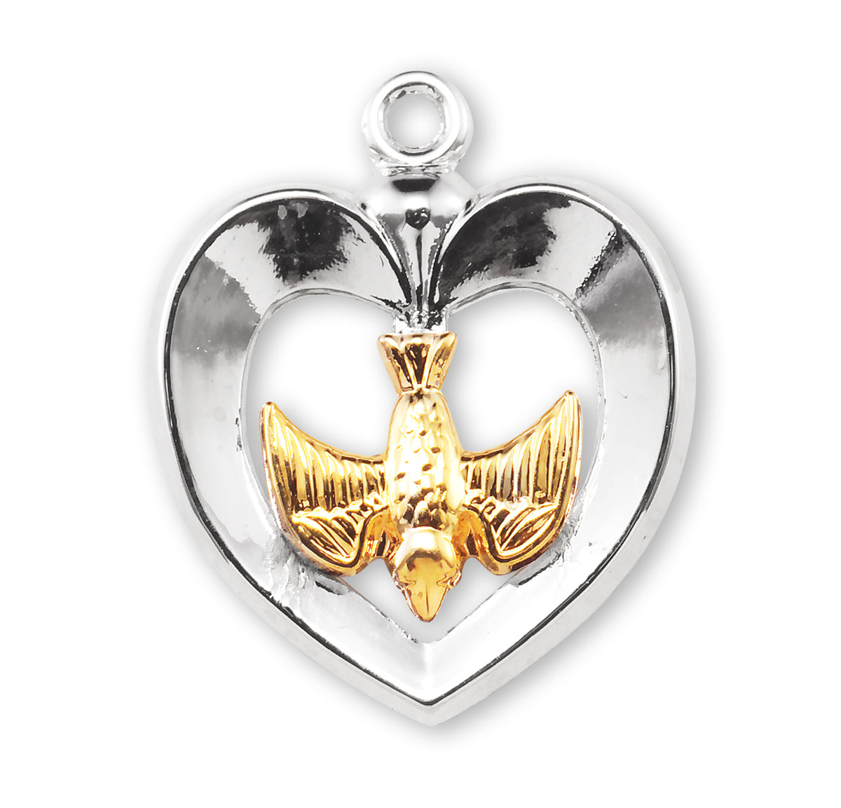 Holy Spirit Two-Tone Medal Necklace, Sterling Silver