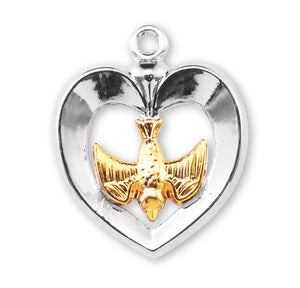 Holy Spirit Two-Tone Medal Necklace, Sterling Silver