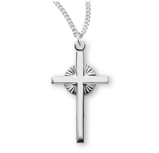 Halo Circle Cross Necklace, Sterling Silver