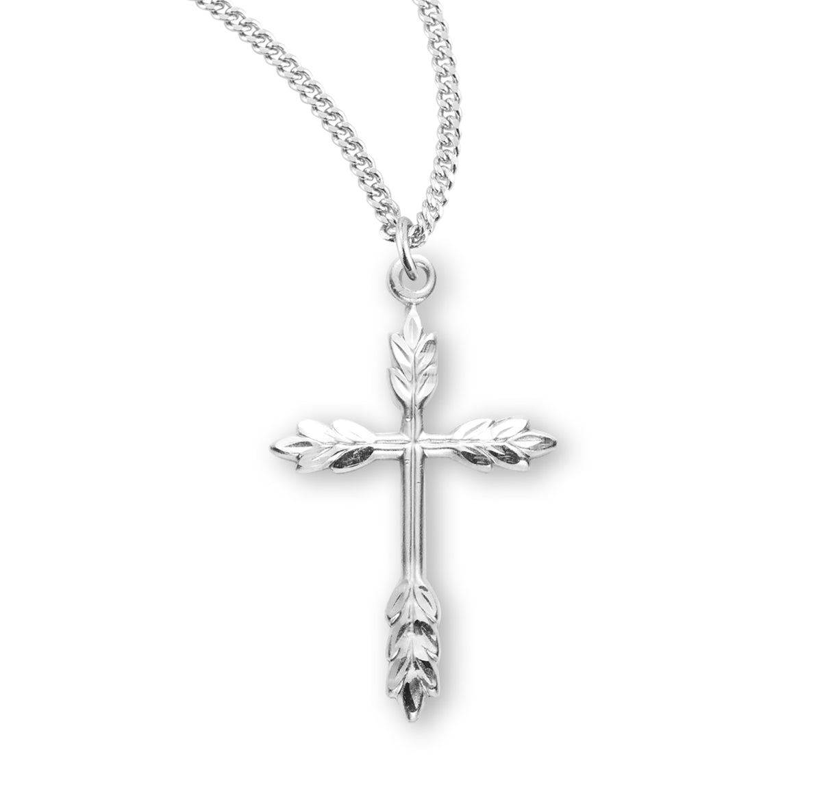 Large Wheat Cross Necklace, Sterling Silver