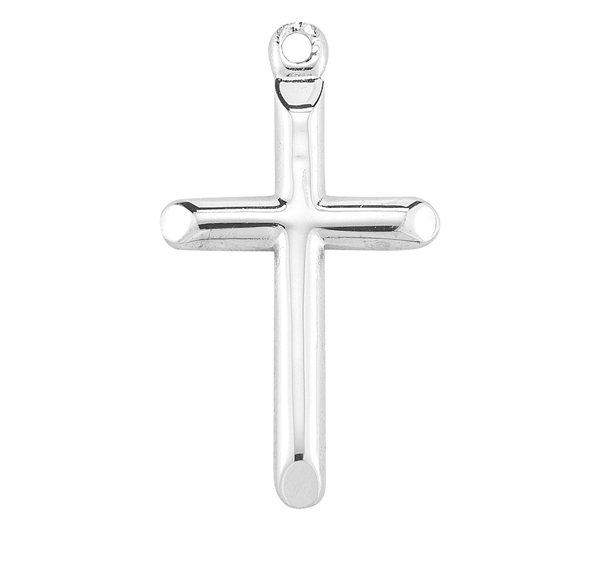 Beveled High Polish Cross Necklace, Sterling Silver