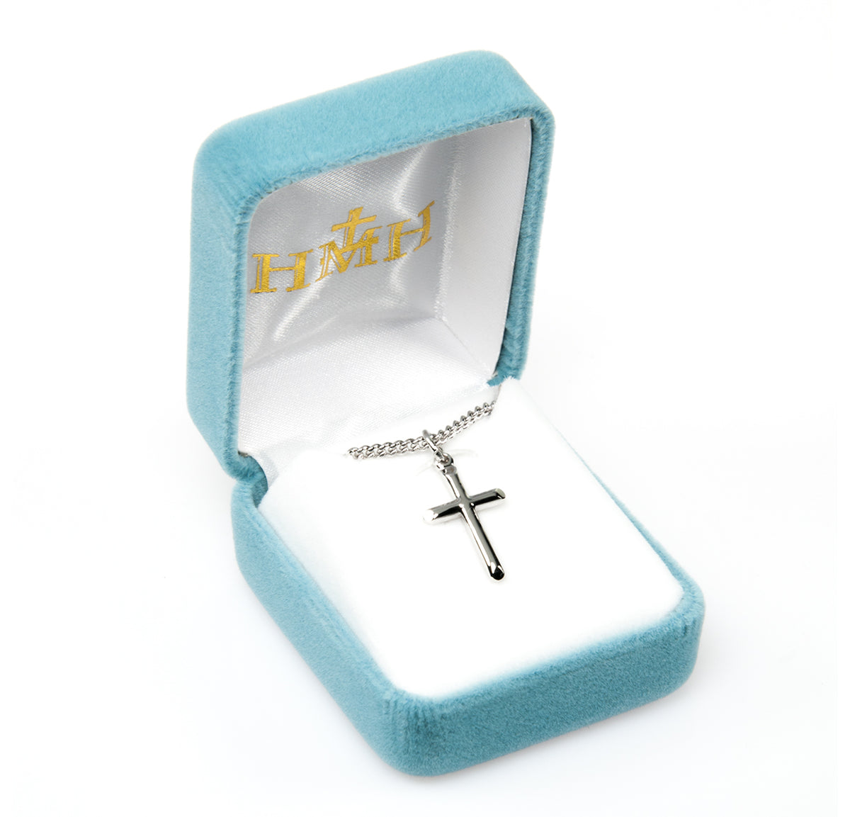 Beveled High Polish Cross Necklace, Sterling Silver