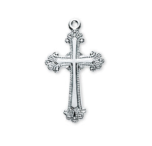 Heavy Large Fancy Cross Necklace, Sterling Silver